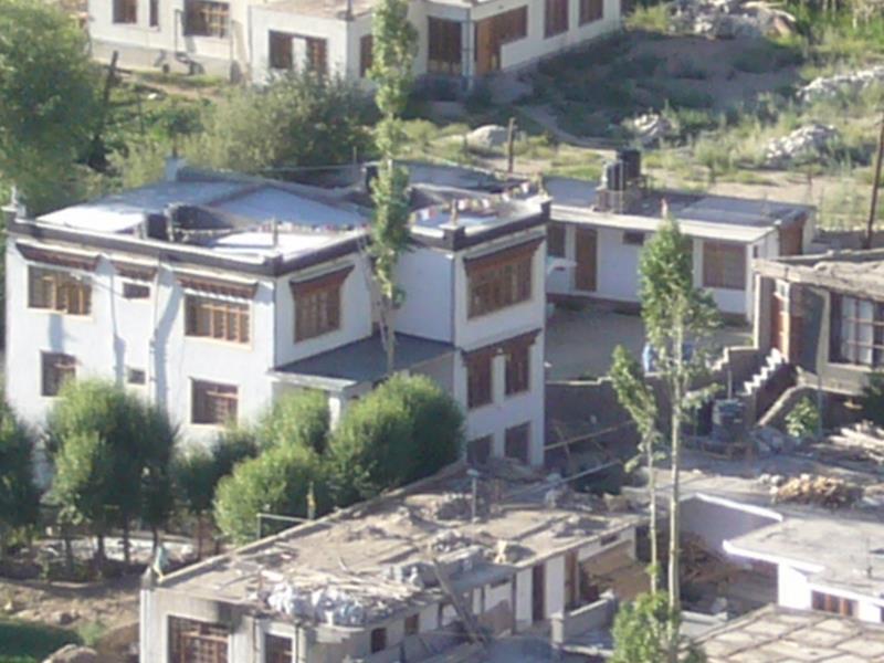 Our guesthouse seen from Tsemo Gompa.