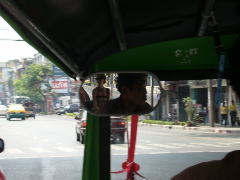 Tuk tuk down Samsen Road.